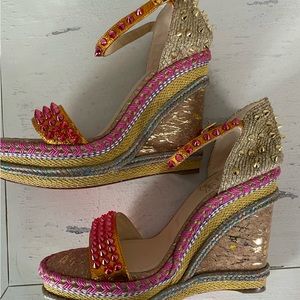 CHRISTIAN LOUBOUTIN SPIKE WEDGES SIZE 39